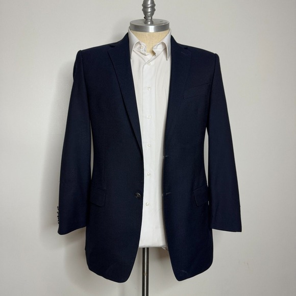 Joseph‎ Abboud Reda Blazer Sport Coat Mens 42L Wool Solid Blue - Picture 1 of 10